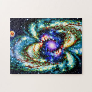 Quebra-cabeça Explosão azul-roxa galáctica - paisagem espacial