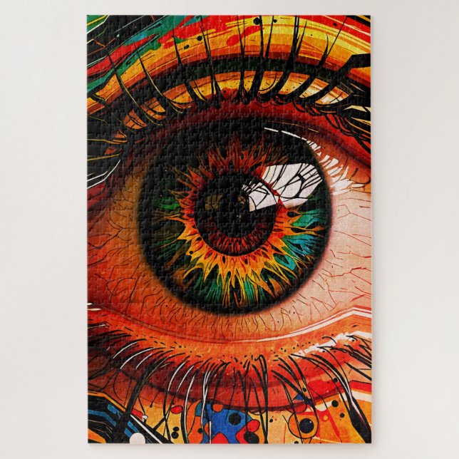 Quebra-cabeça Explosão de Cor no Olho – Realismo Abstrato Vibran (Vertical)