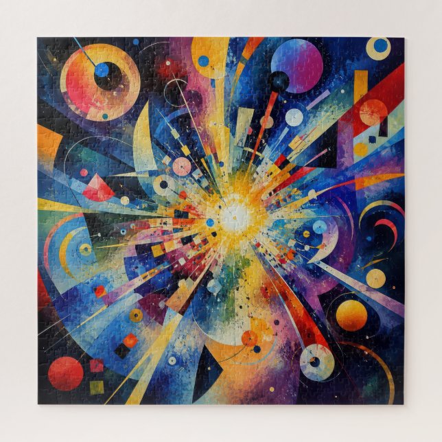 Quebra-cabeça Explosão Geométrica Cósmica Abstrata (Vertical)
