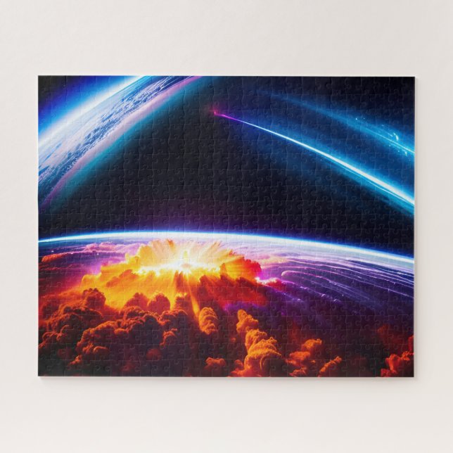 Quebra-cabeça Explosão Planeta Sob Fenômeno Universo Cósmico (Horizontal)