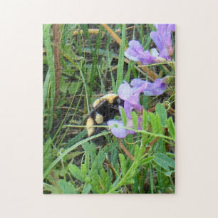 Quebra-cabeça F2 Abelha Selvagem em Flor Silvestre Roxa