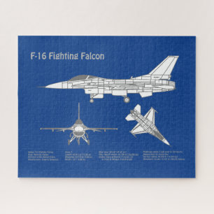 Quebra-cabeça F-16 Falcão de Combate - Plano de Impressão Bluepr