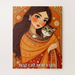 Quebra-cabeça Fã de gatos Mãe Foto laranja