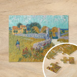 Quebra-cabeça Fábrica de Provença | Vincent Van Gogh<br><div class="desc">Farmhouse in Provence (1888) por Vincent Van Gogh,  artista poste-impressionista holandês. Arte original é um óleo na pintura da paisagem da canvas em amarelos vibrantes do ouro e tons azuis aqua.

Use as ferramentas de design para adicionar texto personalizado ou personalizar a imagem.</div>