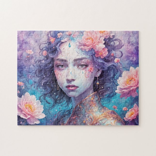 Quebra-cabeça Fada das Flores com Cabelo Azul (Horizontal)