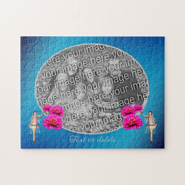 Quebra-cabeça Fada E Flores Personalizadas Adicione Sua Foto (Horizontal)