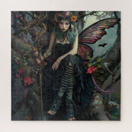 Quebra-cabeça Fada Gótica Empoleirada numa Árvore