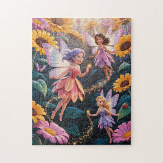 Quebra-cabeça Fairies in a flower garden puzzle