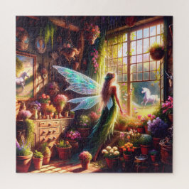 Quebra-cabeça Fairy and Unicorn Mystical Gaze Enchanting Garden