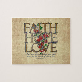Quebra-cabeça Faith Hope ama a Bíblia cristã verso