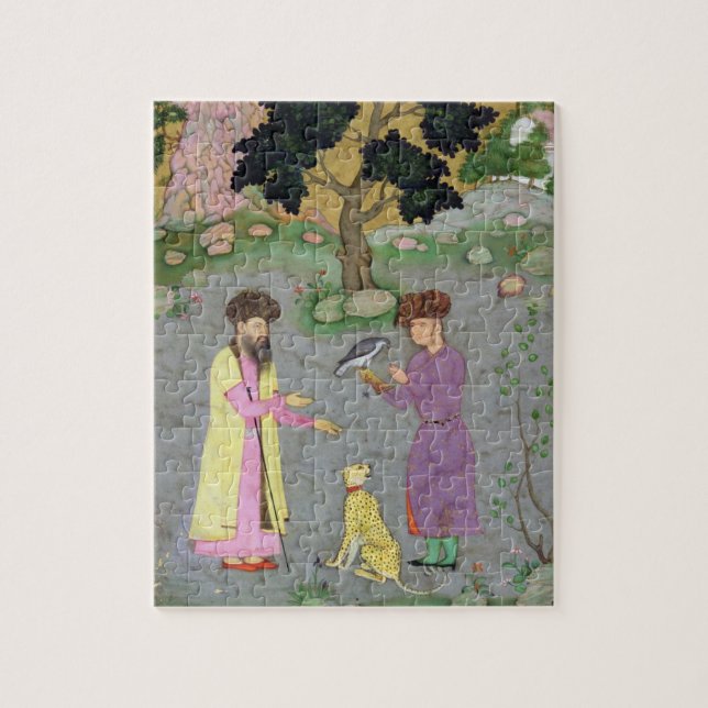 Quebra-cabeça Falcoeiro com a chita do companheiro e do animal (Vertical)