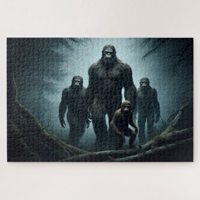 Quebra-cabeça Família Bigfoot, Sasquatch, criaturas míticas (Horizontal)