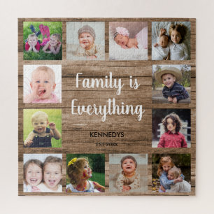 Quebra-cabeça Família de Colagem de Fotos Rustic Wood 12