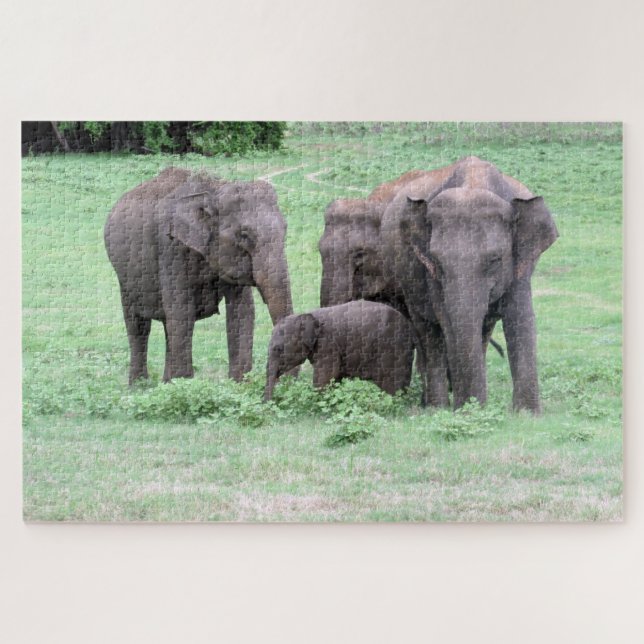 Quebra-cabeça família de elefantes do Sri Lanka (Horizontal)