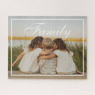 Quebra-cabeça Família de Foto de Script Elegante Personalizado