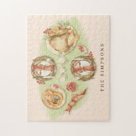 Quebra-cabeça Família de Janto de Ação de Graças de Aquarela