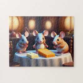 Quebra-cabeça Família de mouse na mesa de jantar
