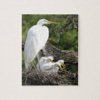 Quebra-cabeça Família do Egret nevado