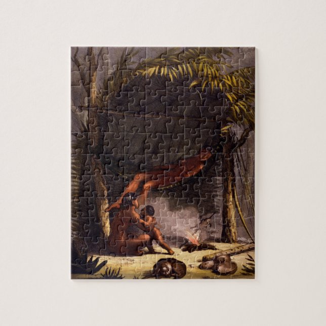 Quebra-cabeça Família do nativo americano sob um abrigo da folha (Vertical)