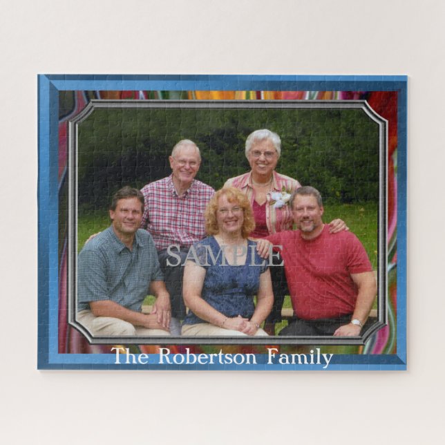 Quebra-cabeça Family photo and personalize with Name (Horizontal)