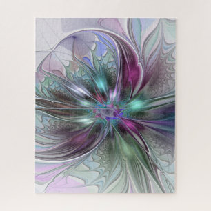 Quebra-cabeça Fantasia Abstrata Colorida Moderna Floral Fractal