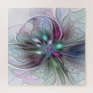 Quebra-cabeça Fantasia Abstrata Colorida Moderna Floral Fractal