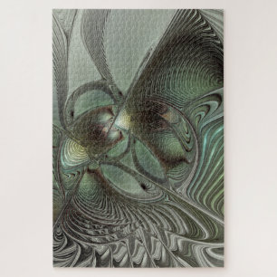 Quebra-cabeça Fantasia de Arte Fractal da Cinza Olive Sage