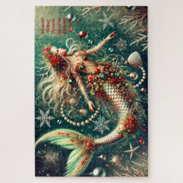 Quebra-cabeça Fantasia de Natal de Sereia de Feriado Encantada