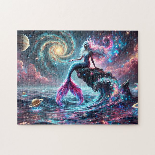Quebra-cabeça Fantasia de Sereia Cósmica Celestial (Horizontal)
