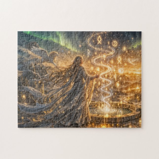 Quebra-cabeça Fantasia Élfica Dourada Leve Impressionista Fantas (Horizontal)