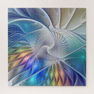 Quebra-cabeça Fantasia Floral, Flor Abstrato Fractal Colorida