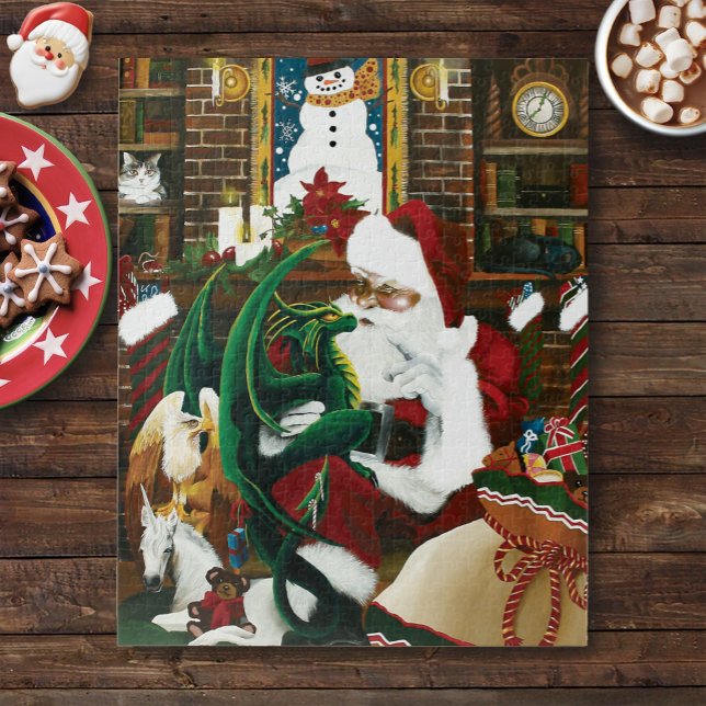 Quebra-cabeça Fantasia Mágica de Natal Dragão de Santa Natal Aco (Criador carregado)