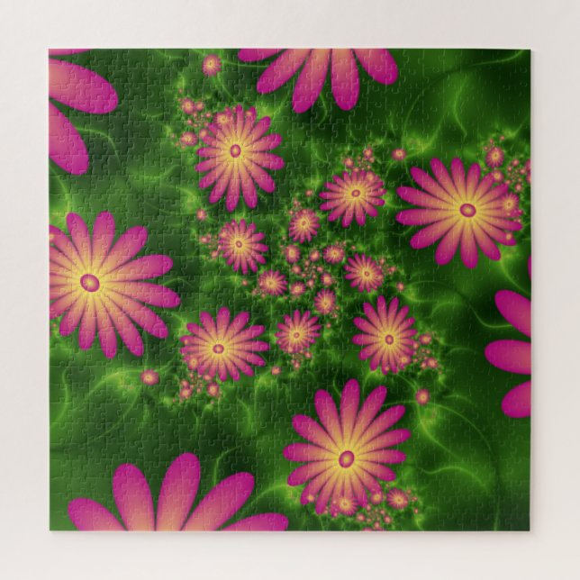 Quebra-cabeça Fantasia Rosa Flói Arte Fractal Moderna Abstrato (Vertical)