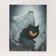 Fantasma das Halloween Andando a Gato Negro
