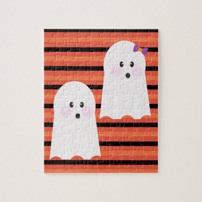 Quebra-cabeça Fantasma Fofo de Halloween Moderno (Vertical)