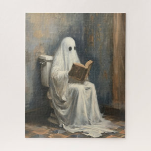 Quebra-cabeça Fantasma Lendo um Livro no Dia de as Bruxas engraç