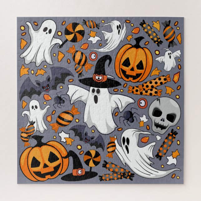 Quebra-cabeça Fantasmas Spooky e Monstros Cute Assustadores (Vertical)