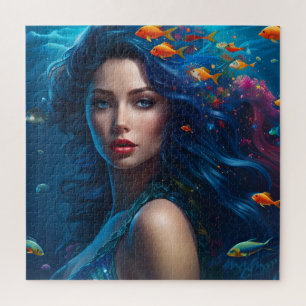 Quebra-cabeça Fantasy Belíssima Sereia Azul
