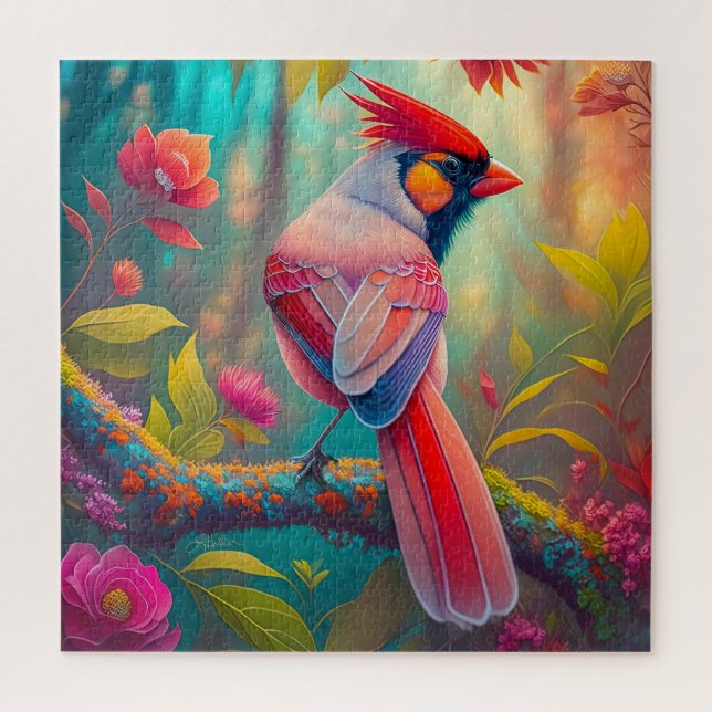 Quebra-cabeça Fantasy Birds Male Cardinal (Vertical)