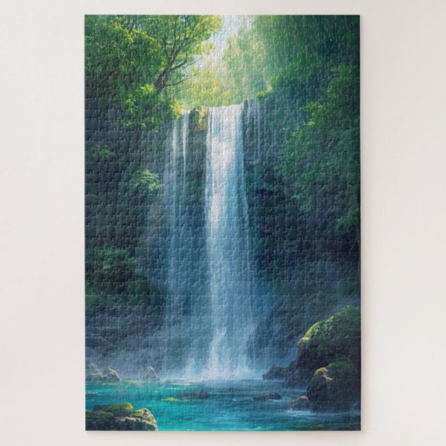 Quebra-cabeça Fantasy Forest Waterfall Jigsaw Puzzle (Vertical)