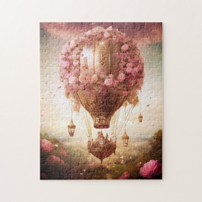 Quebra-cabeça Fantasy Hot Air Balloon Rosa Dourado (Vertical)