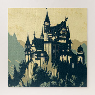 Quebra-cabeça Fantasy Medieval Castle - Estilo de Corte de Madei