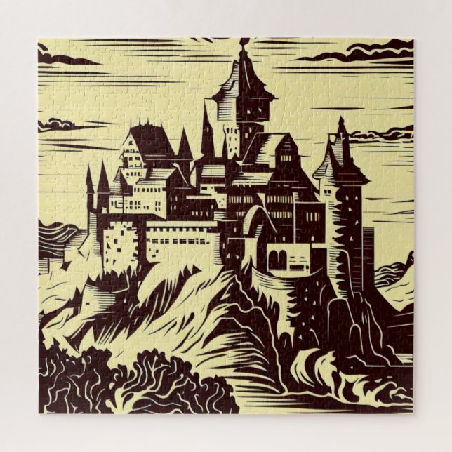 Quebra-cabeça Fantasy Medieval Castle - Estilo de Corte de Madei (Vertical)