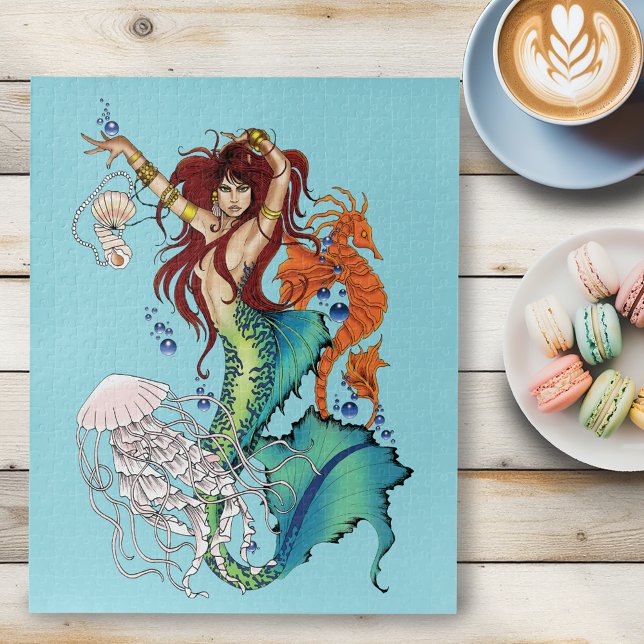 Quebra-cabeça Fantasy Mermaid Teal Tail (Criador carregado)