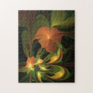 Quebra-cabeça Fantasy Plant Abstrato Green Rust Brown Fractal