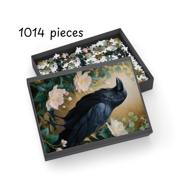Quebra-cabeça Fantasy Raven & Bloom - Arte Mística Encantada (Fantasy Raven & Bloom – Enchanted Mystical Art Jigsaw Puzzle)