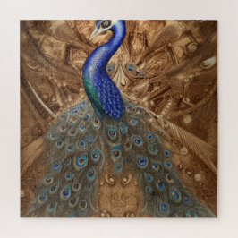 Quebra-cabeça Fantasy Steampunk Peacock Blue Em Aquarela