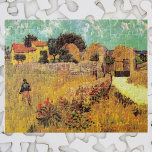 Quebra-cabeça Farmhouse in Provence por Vincent van Gogh<br><div class="desc">Farmhouse in Provence, de Vincent van Gogh, é uma pintura arquitetônica de apos impressionismo de arte antiga que apresenta uma paisagem com um fazendeiro nos prados e um portão que leva a uma fazenda no sul de França. Sobre o artista: Vincent Willem van Gogh era um pintor do Post Impressionista...</div>