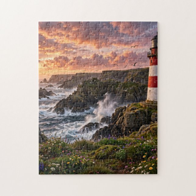 Quebra-cabeça Farol ao Pôr do Sol (Vertical)