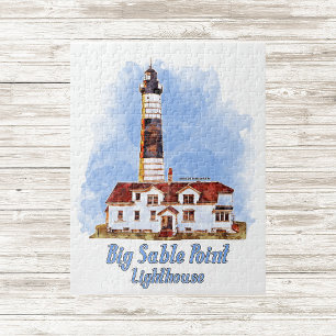 Quebra-cabeça Farol Big Sable Point Aquarela - Michigan